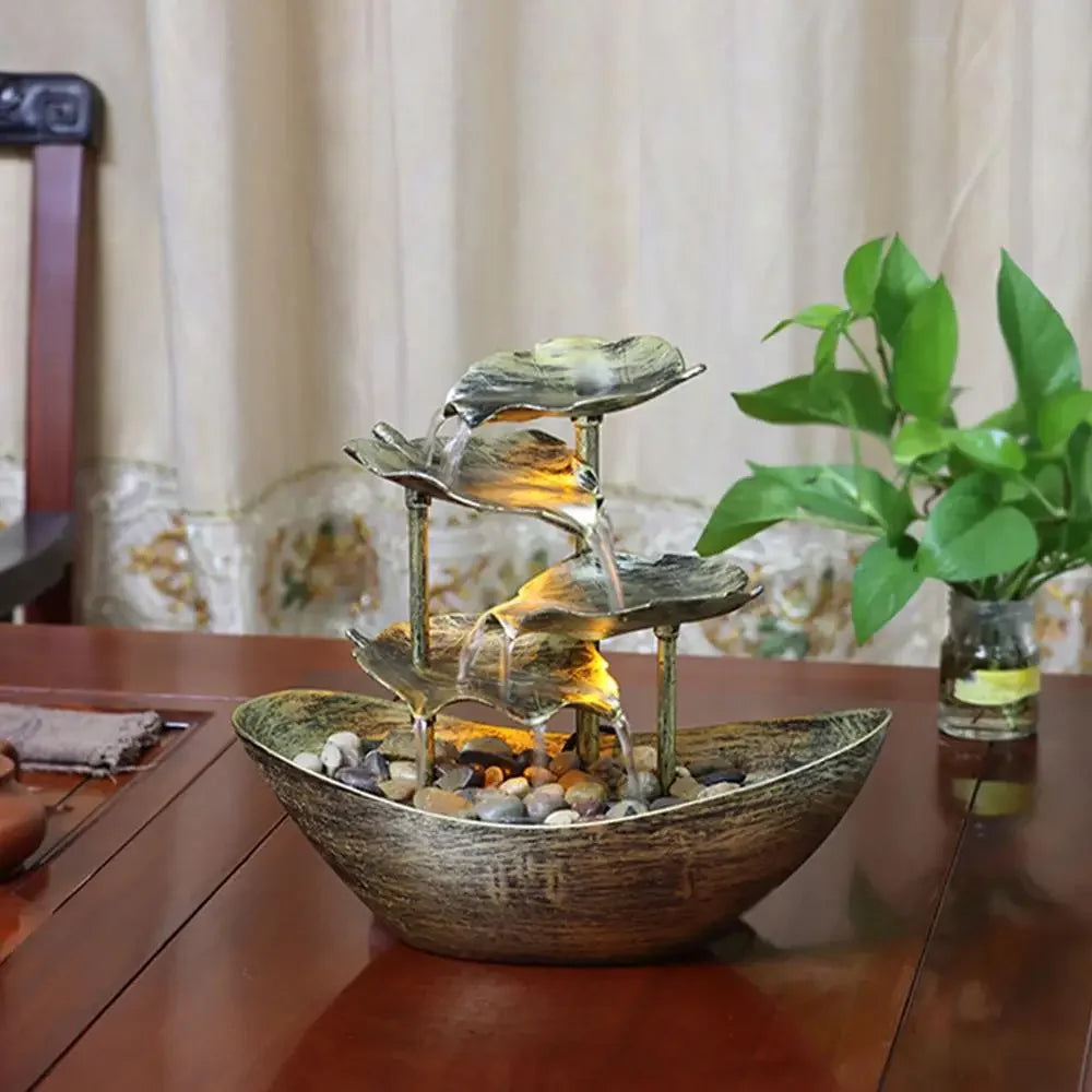 🌸 4-Tier Lotus Tabletop Fountain – Flow Into Calm