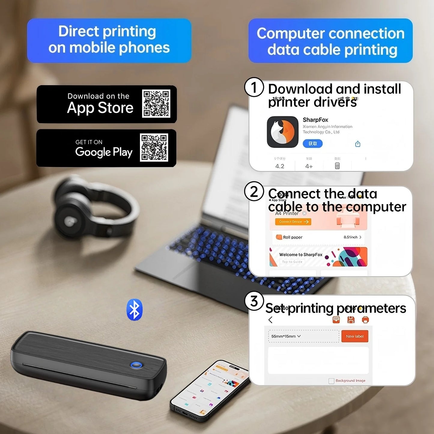 🖨️ HZTZ Portable Thermal Printer – Print Anywhere, Anytime