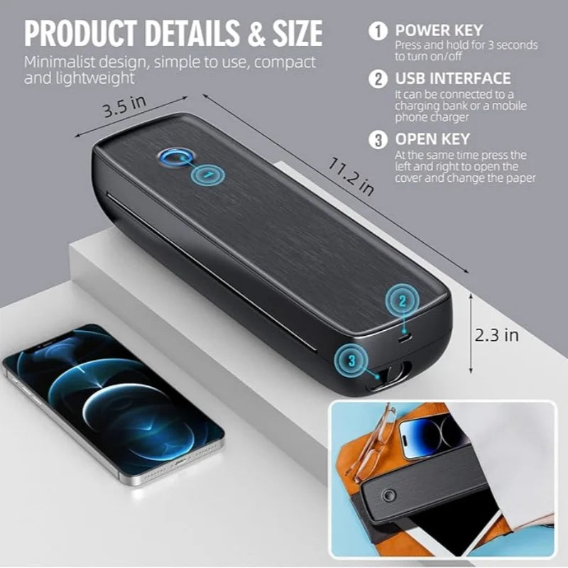 🖨️ HZTZ Portable Thermal Printer – Print Anywhere, Anytime