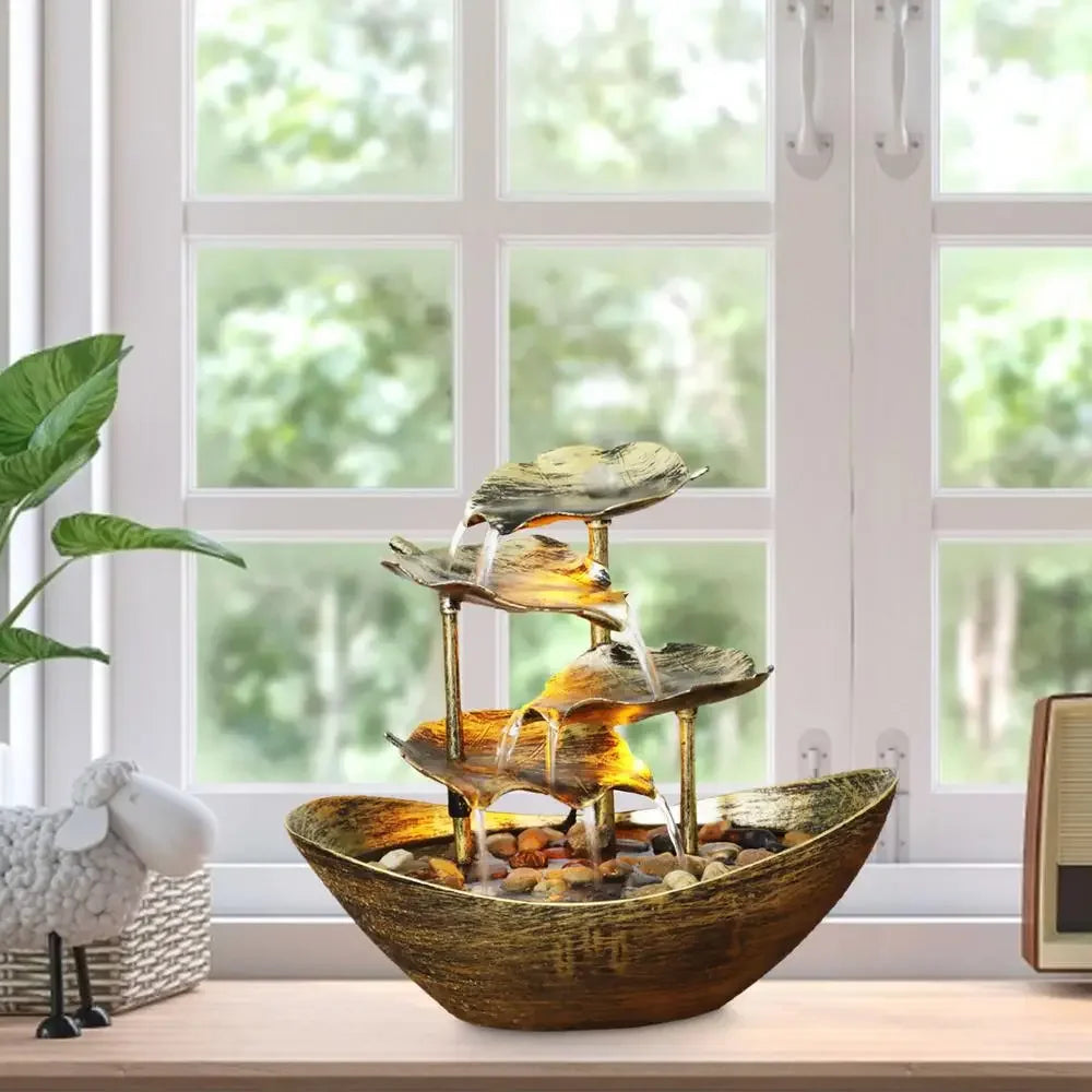 🌸 4-Tier Lotus Tabletop Fountain – Flow Into Calm