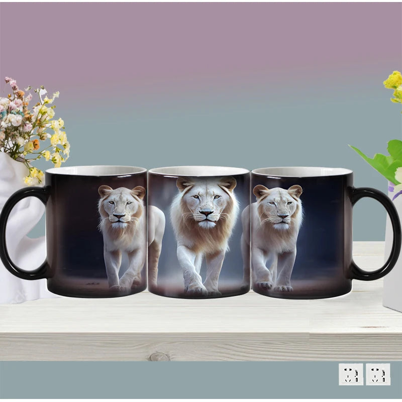 🦁 Lion & Tiger Magic Mug – 350ml of Fierce Reveal