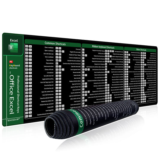 Excel Shortcuts Mouse Pad – Extended Desk Mat with Non-Slip Base