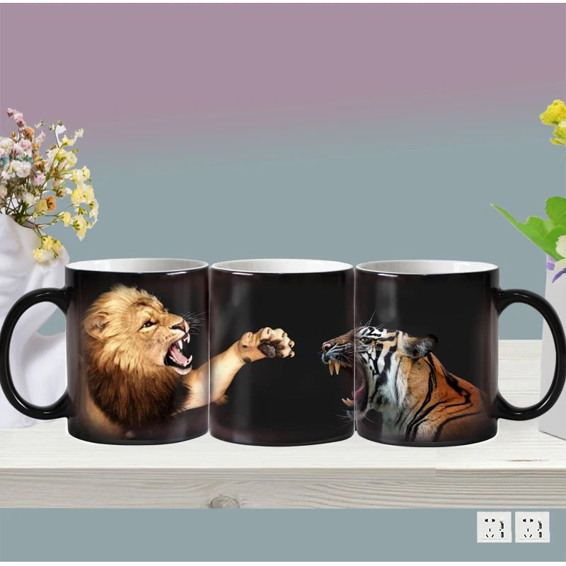 🦁 Lion & Tiger Magic Mug – 350ml of Fierce Reveal