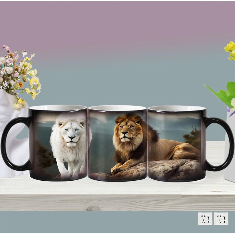 🦁 Lion & Tiger Magic Mug – 350ml of Fierce Reveal