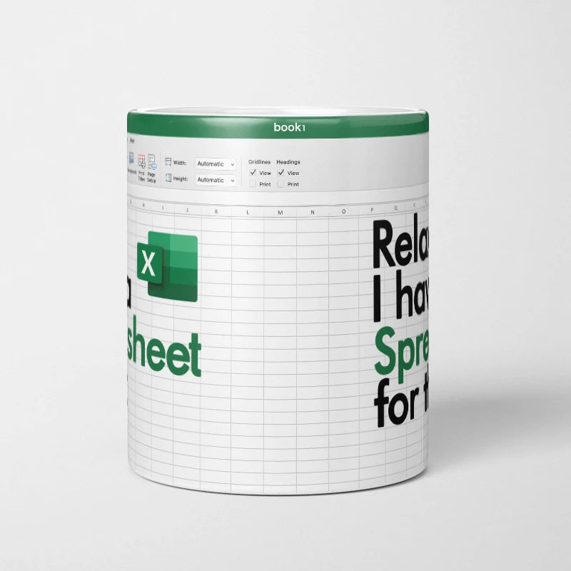 ☕ Spreadsheet Mug – Where Coffee Meets Calculations