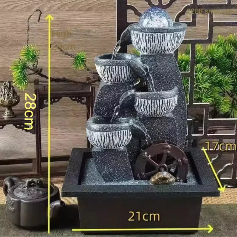 💫 Geometric Feng Shui Water Fountain – Flowing Luck & Modern Calm