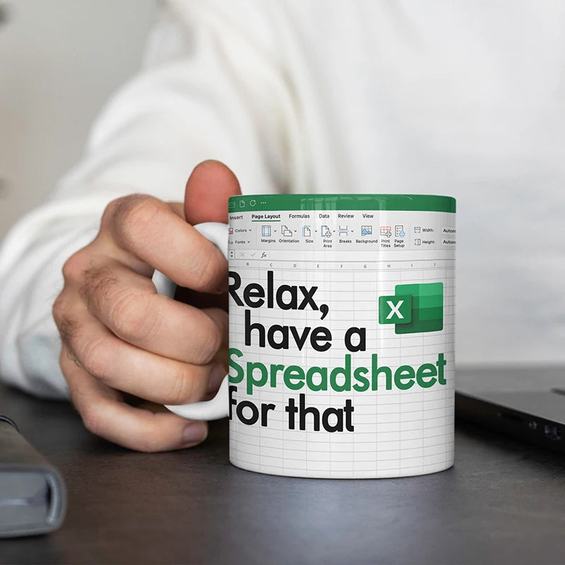 ☕ Spreadsheet Mug – Where Coffee Meets Calculations