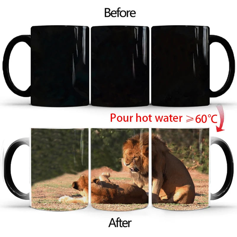 🦁 Lion & Tiger Magic Mug – 350ml of Fierce Reveal