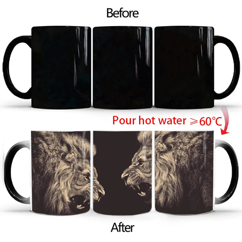🦁 Lion & Tiger Magic Mug – 350ml of Fierce Reveal