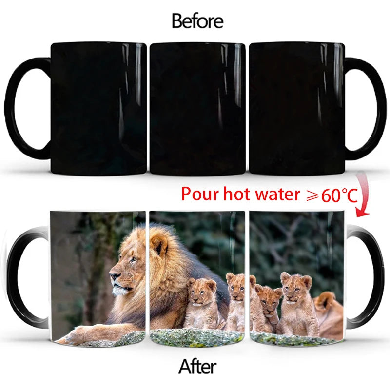 🦁 Lion & Tiger Magic Mug – 350ml of Fierce Reveal