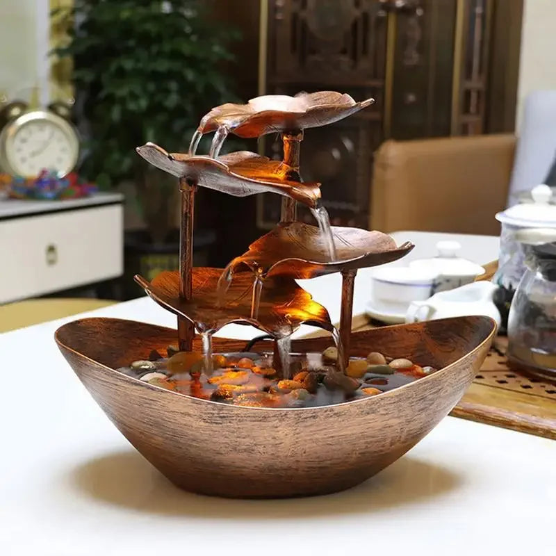 🌸 4-Tier Lotus Tabletop Fountain – Flow Into Calm