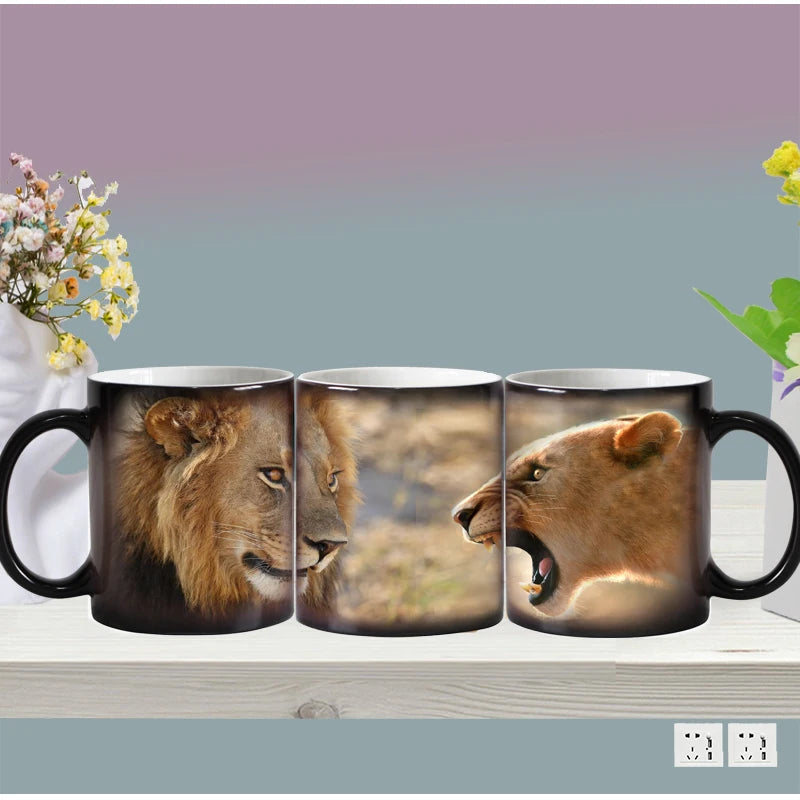 🦁 Lion & Tiger Magic Mug – 350ml of Fierce Reveal