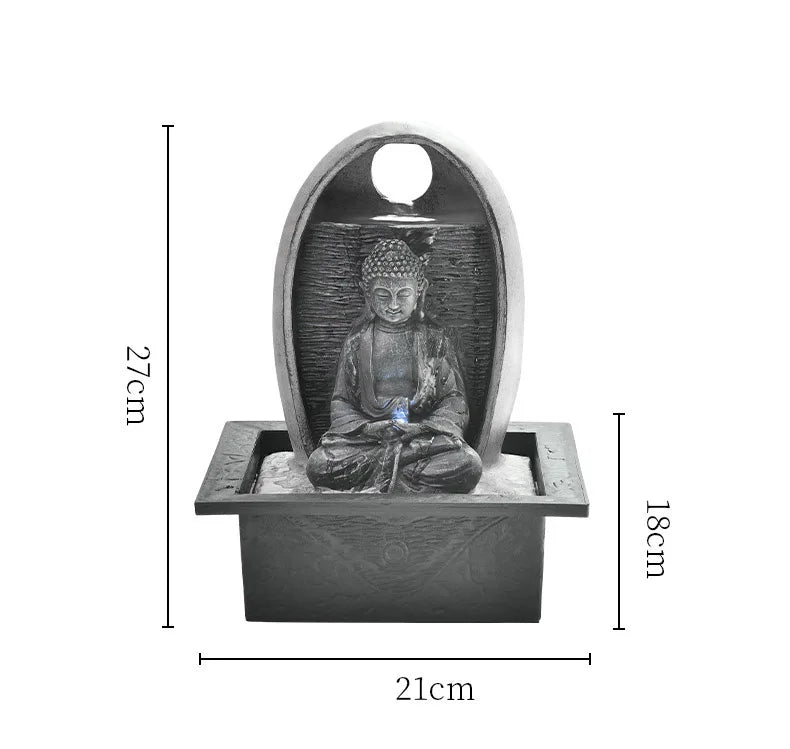 🧘‍♂️ Buddha Tabletop Waterfall Fountain – LED-Lit Serenity for Home & Office