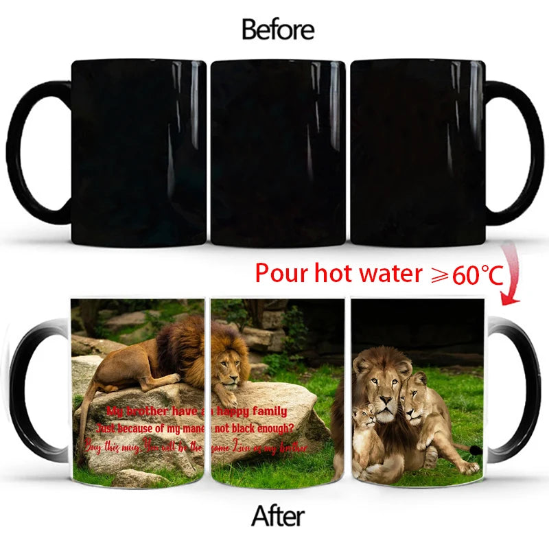 🦁 Lion & Tiger Magic Mug – 350ml of Fierce Reveal