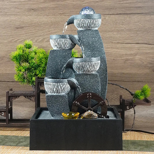 💫 Geometric Feng Shui Water Fountain – Flowing Luck & Modern Calm