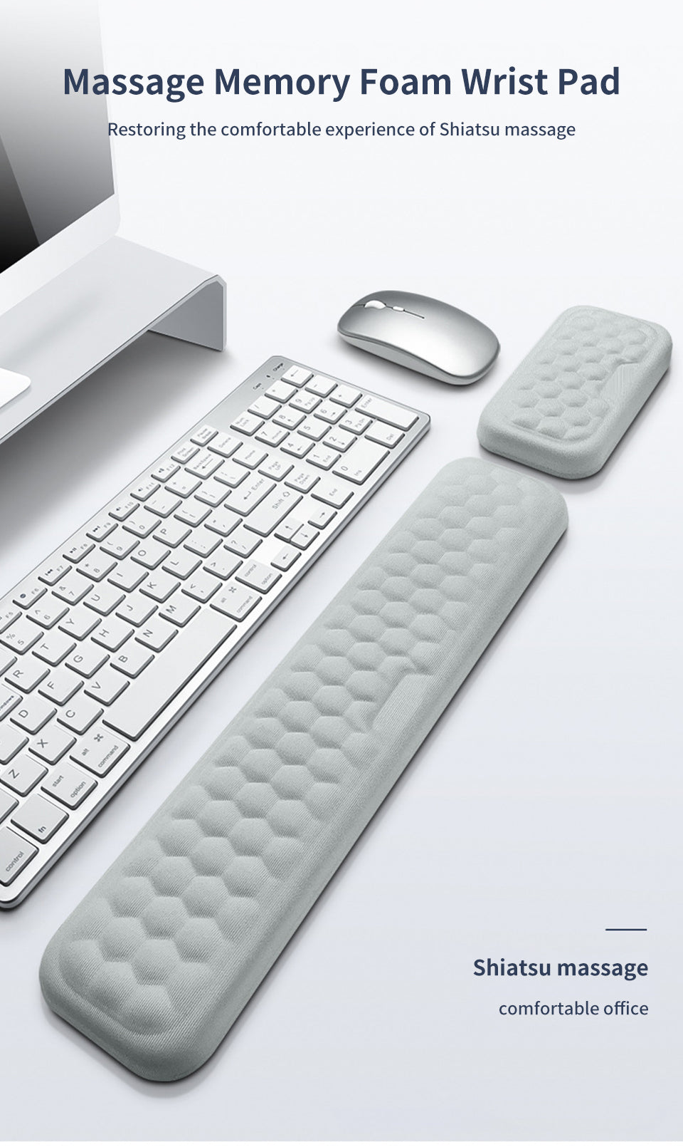Ergonomic Memory Foam Mouse Pad with Wrist Support – Office & Laptop Use