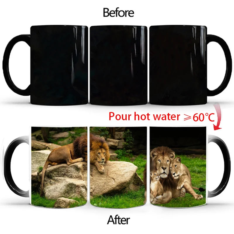 🦁 Lion & Tiger Magic Mug – 350ml of Fierce Reveal