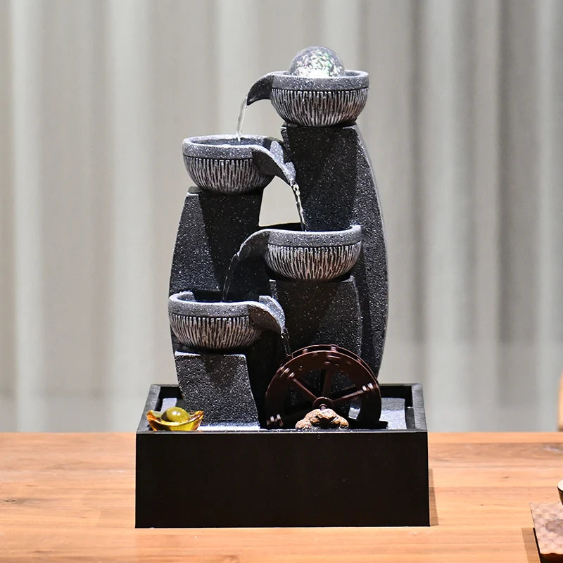 💫 Geometric Feng Shui Water Fountain – Flowing Luck & Modern Calm