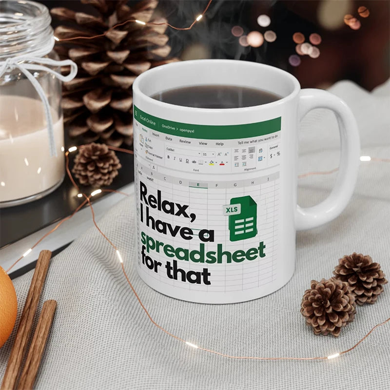 ☕ Spreadsheet Mug – Where Coffee Meets Calculations