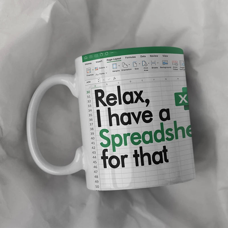 ☕ Spreadsheet Mug – Where Coffee Meets Calculations