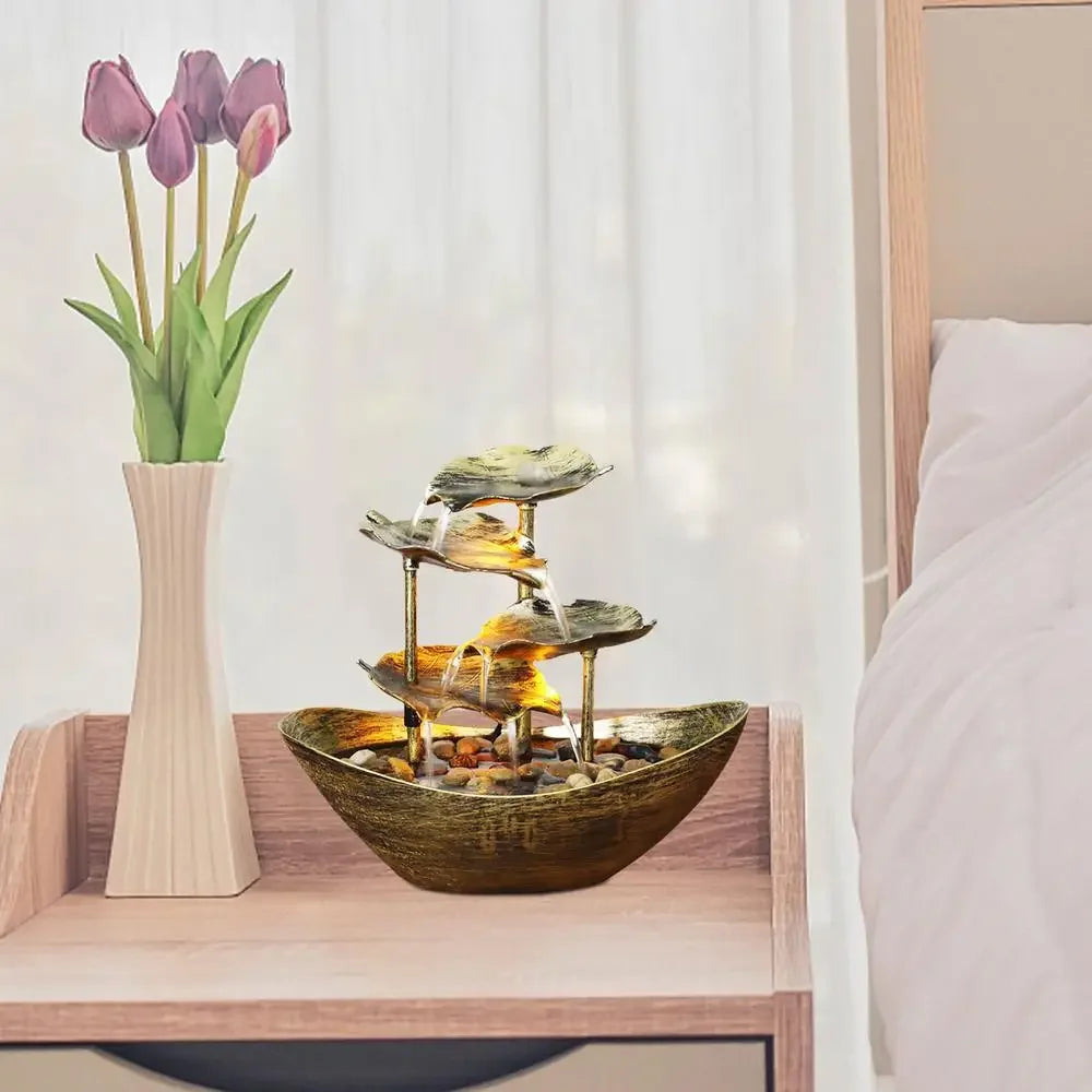 🌸 4-Tier Lotus Tabletop Fountain – Flow Into Calm