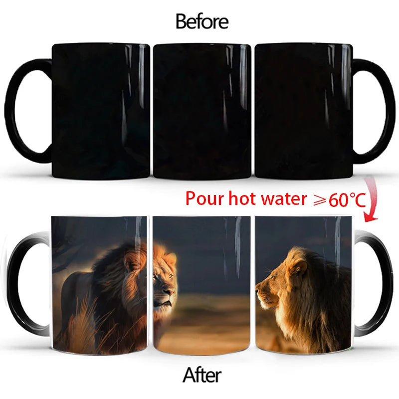 🦁 Lion & Tiger Magic Mug – 350ml of Fierce Reveal