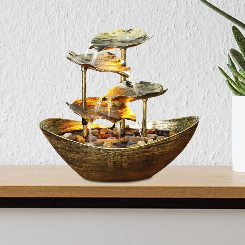 🌸 4-Tier Lotus Tabletop Fountain – Flow Into Calm