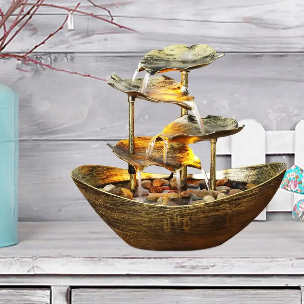 🌸 4-Tier Lotus Tabletop Fountain – Flow Into Calm