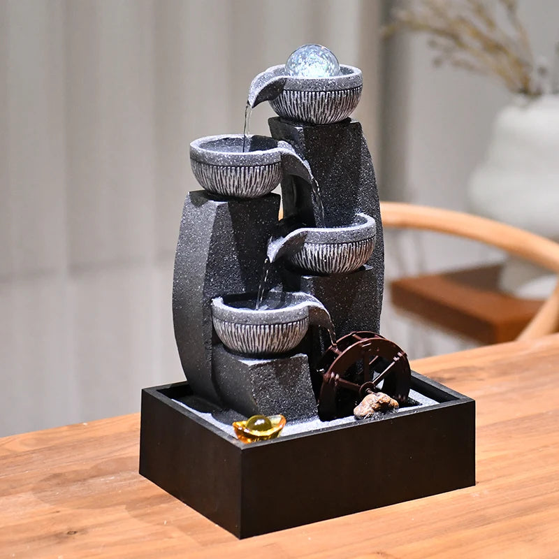 💫 Geometric Feng Shui Water Fountain – Flowing Luck & Modern Calm