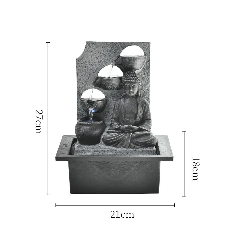 🧘‍♂️ Buddha Tabletop Waterfall Fountain – LED-Lit Serenity for Home & Office