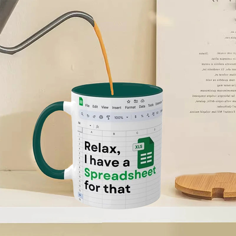 ☕ Spreadsheet Mug – Where Coffee Meets Calculations