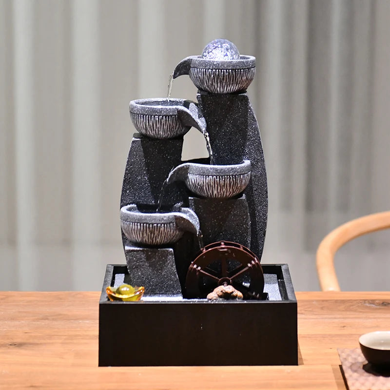 💫 Geometric Feng Shui Water Fountain – Flowing Luck & Modern Calm
