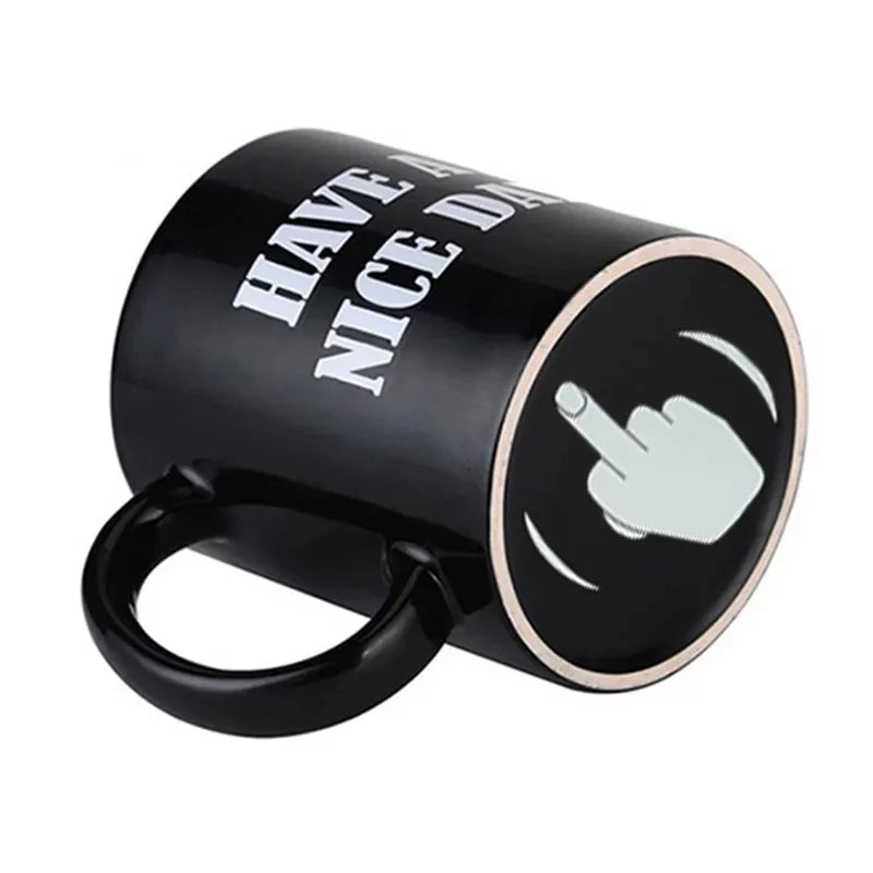 🖕 Black Ceramic “Middle Finger” Mug – 11oz of Pure Sass