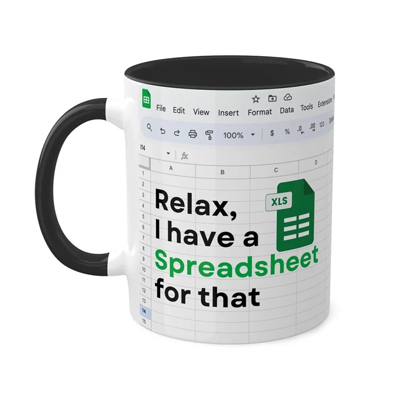 ☕ Spreadsheet Mug – Where Coffee Meets Calculations
