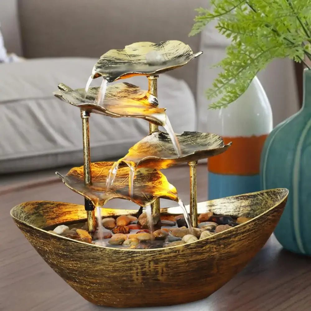 🌸 4-Tier Lotus Tabletop Fountain – Flow Into Calm
