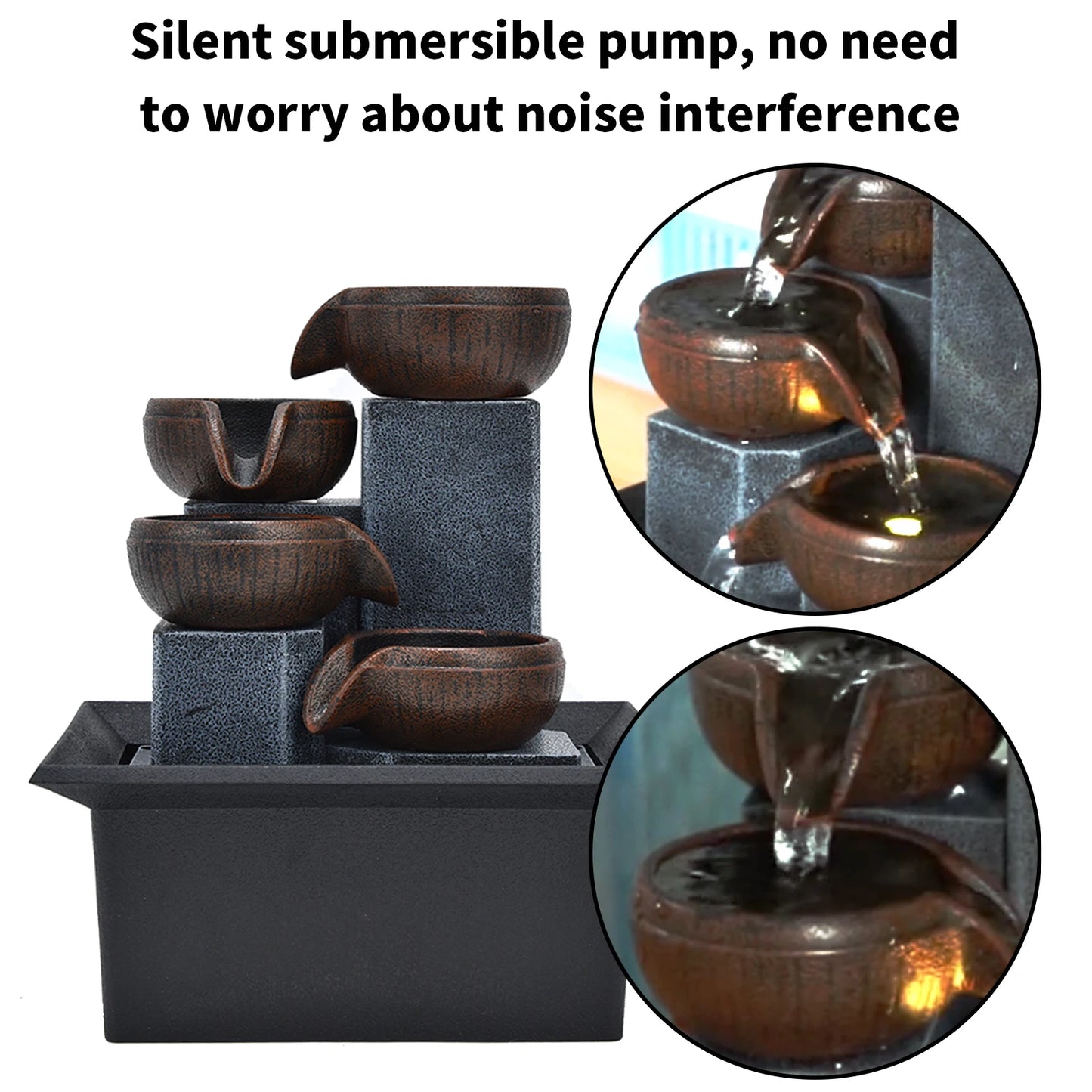 🌟 TOPINCN Feng Shui Tabletop Fountain – Peaceful Flow, Elegant Glow