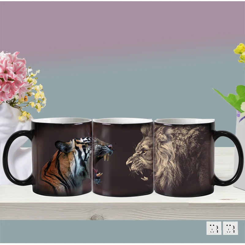 🦁 Lion & Tiger Magic Mug – 350ml of Fierce Reveal
