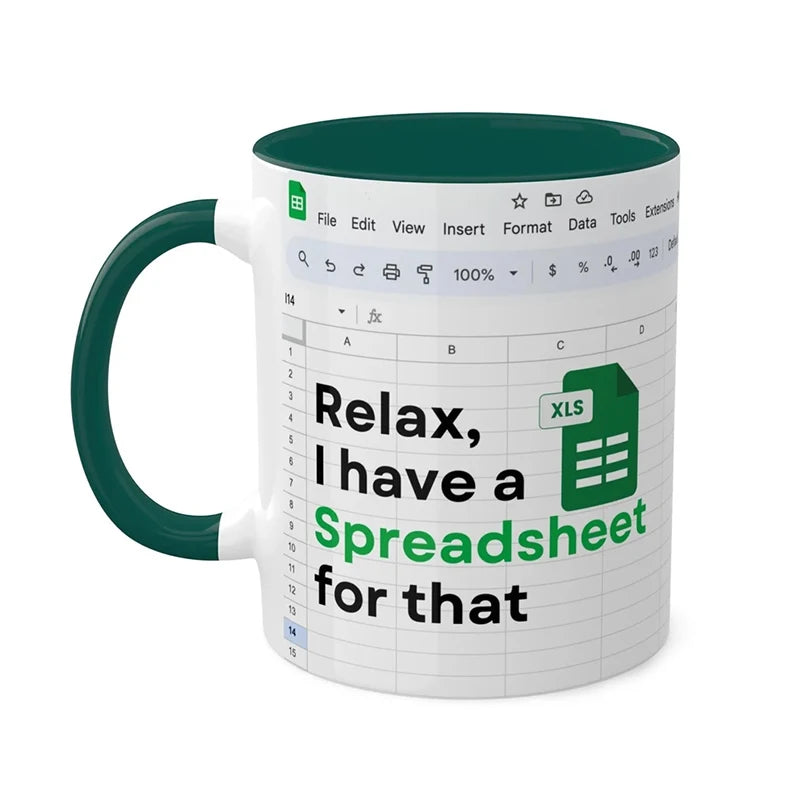 ☕ Spreadsheet Mug – Where Coffee Meets Calculations