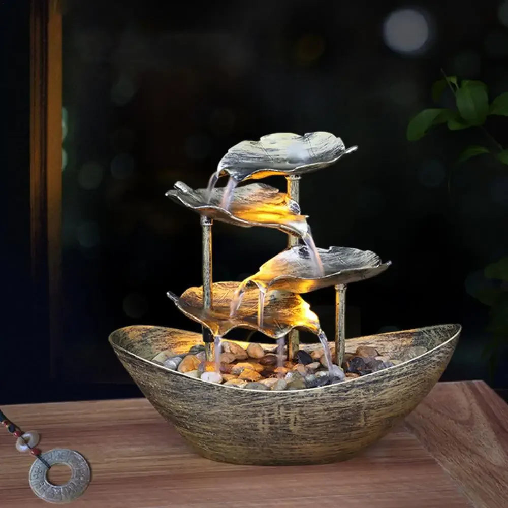 🌸 4-Tier Lotus Tabletop Fountain – Flow Into Calm