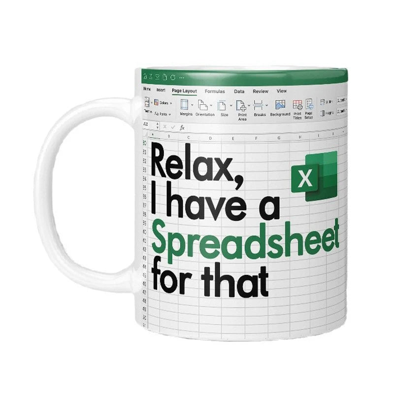 ☕ Spreadsheet Mug – Where Coffee Meets Calculations